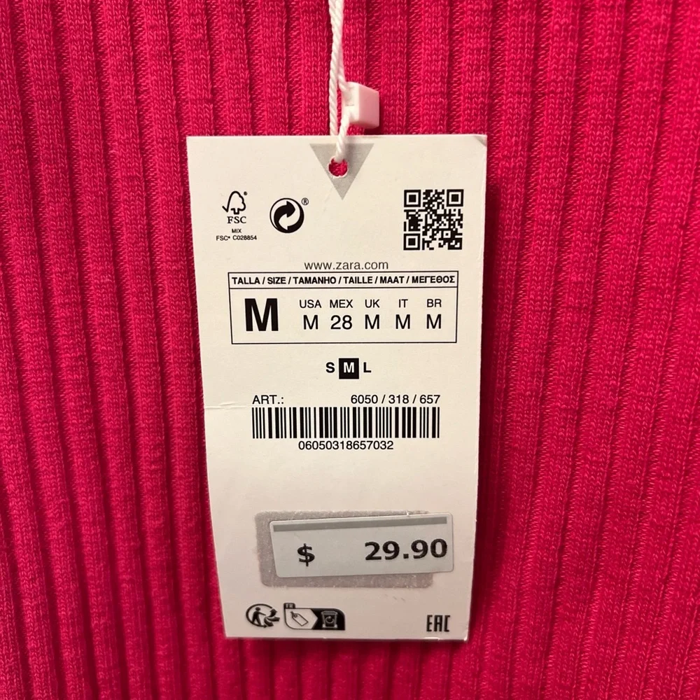 Zara Fuchsia Ribbed Knit Top - Picture 4 of 5